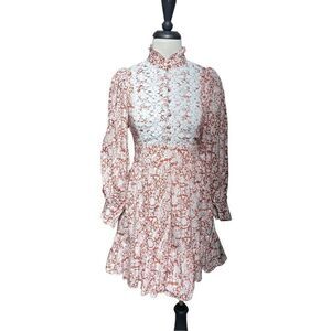 O.P.T. One Pretty Time Floral Empire Waist Eyelet Lace NWT Prairie Style Dress S